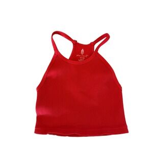 Free People Movement Happiness Runs Crop Tank Red Ribbed Racerback XS/S OB751733